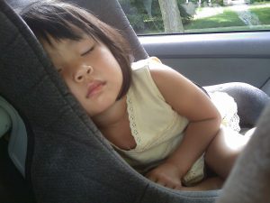child, sleeping, car seat